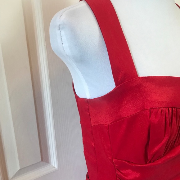 Jessica McClintock Red Ruched Holiday Gown sz 8 - Picture 7 of 8